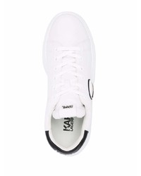 weiße bedruckte Leder niedrige Sneakers von Karl Lagerfeld