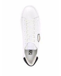 weiße bedruckte Leder niedrige Sneakers von Karl Lagerfeld