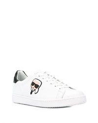 weiße bedruckte Leder niedrige Sneakers von Karl Lagerfeld