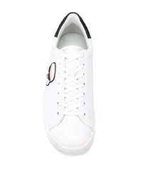 weiße bedruckte Leder niedrige Sneakers von Karl Lagerfeld