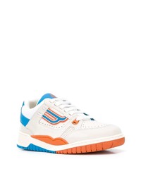 weiße bedruckte Leder niedrige Sneakers von Bally