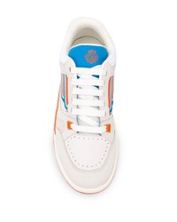 weiße bedruckte Leder niedrige Sneakers von Bally