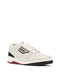 weiße bedruckte Leder niedrige Sneakers von Bally