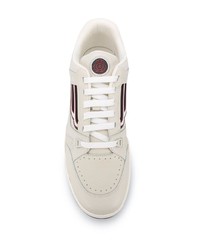 weiße bedruckte Leder niedrige Sneakers von Bally