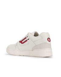 weiße bedruckte Leder niedrige Sneakers von Bally