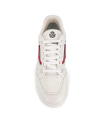 weiße bedruckte Leder niedrige Sneakers von Bally