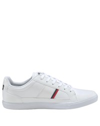 weiße bedruckte Leder niedrige Sneakers von Lacoste