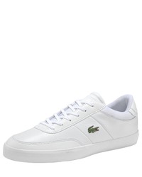 weiße bedruckte Leder niedrige Sneakers von Lacoste