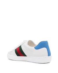 weiße bedruckte Leder niedrige Sneakers von Gucci