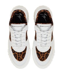 weiße bedruckte Leder niedrige Sneakers von Giuseppe Zanotti