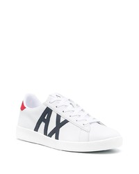 weiße bedruckte Leder niedrige Sneakers von Armani Exchange