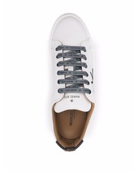 weiße bedruckte Leder niedrige Sneakers von Manuel Ritz