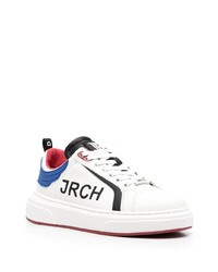 weiße bedruckte Leder niedrige Sneakers von John Richmond