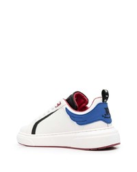 weiße bedruckte Leder niedrige Sneakers von John Richmond