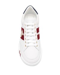 weiße bedruckte Leder niedrige Sneakers von Bally