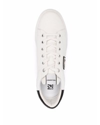 weiße bedruckte Leder niedrige Sneakers von Karl Lagerfeld