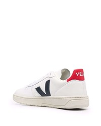 weiße bedruckte Leder niedrige Sneakers von Veja