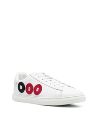 weiße bedruckte Leder niedrige Sneakers von DSQUARED2