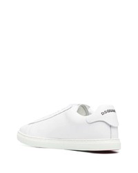 weiße bedruckte Leder niedrige Sneakers von DSQUARED2