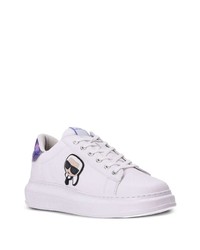 weiße bedruckte Leder niedrige Sneakers von Karl Lagerfeld