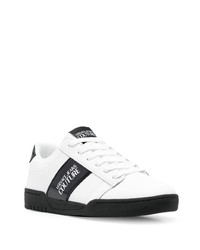 weiße bedruckte Leder niedrige Sneakers von VERSACE JEANS COUTURE