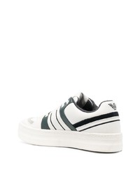 weiße bedruckte Leder niedrige Sneakers von Emporio Armani