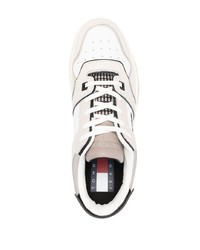 weiße bedruckte Leder niedrige Sneakers von Tommy Jeans