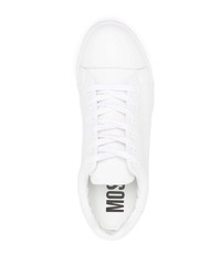 weiße bedruckte Leder niedrige Sneakers von Moschino