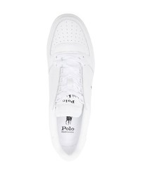 weiße bedruckte Leder niedrige Sneakers von Polo Ralph Lauren