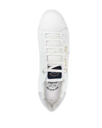weiße bedruckte Leder niedrige Sneakers von Paul & Shark
