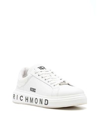 weiße bedruckte Leder niedrige Sneakers von John Richmond