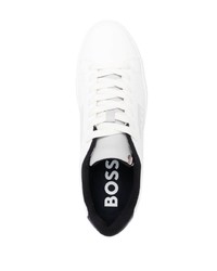 weiße bedruckte Leder niedrige Sneakers von BOSS