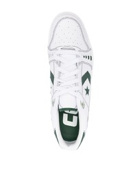 weiße bedruckte Leder niedrige Sneakers von Converse