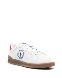 weiße bedruckte Leder niedrige Sneakers von Polo Ralph Lauren