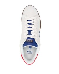 weiße bedruckte Leder niedrige Sneakers von Polo Ralph Lauren