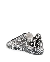 weiße bedruckte Leder niedrige Sneakers von Roberto Cavalli