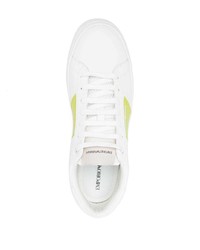 weiße bedruckte Leder niedrige Sneakers von Emporio Armani