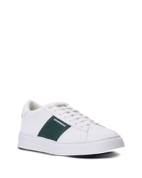 weiße bedruckte Leder niedrige Sneakers von Emporio Armani