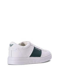 weiße bedruckte Leder niedrige Sneakers von Emporio Armani