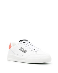 weiße bedruckte Leder niedrige Sneakers von VERSACE JEANS COUTURE