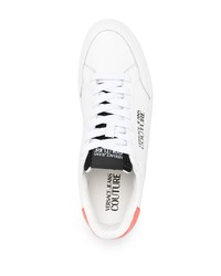 weiße bedruckte Leder niedrige Sneakers von VERSACE JEANS COUTURE