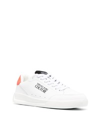 weiße bedruckte Leder niedrige Sneakers von VERSACE JEANS COUTURE