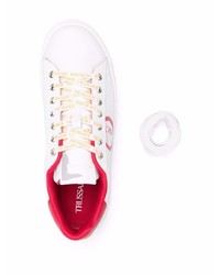 weiße bedruckte Leder niedrige Sneakers von Trussardi