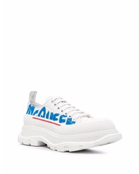 weiße bedruckte Leder niedrige Sneakers von Alexander McQueen