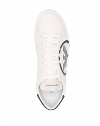 weiße bedruckte Leder niedrige Sneakers von Emporio Armani