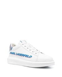 weiße bedruckte Leder niedrige Sneakers von Karl Lagerfeld