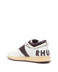 weiße bedruckte Leder niedrige Sneakers von Rhude