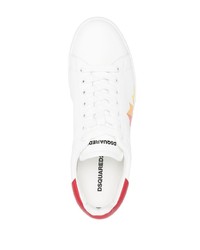 weiße bedruckte Leder niedrige Sneakers von DSQUARED2