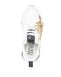 weiße bedruckte Leder niedrige Sneakers von VERSACE JEANS COUTURE