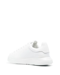 weiße bedruckte Leder niedrige Sneakers von Emporio Armani